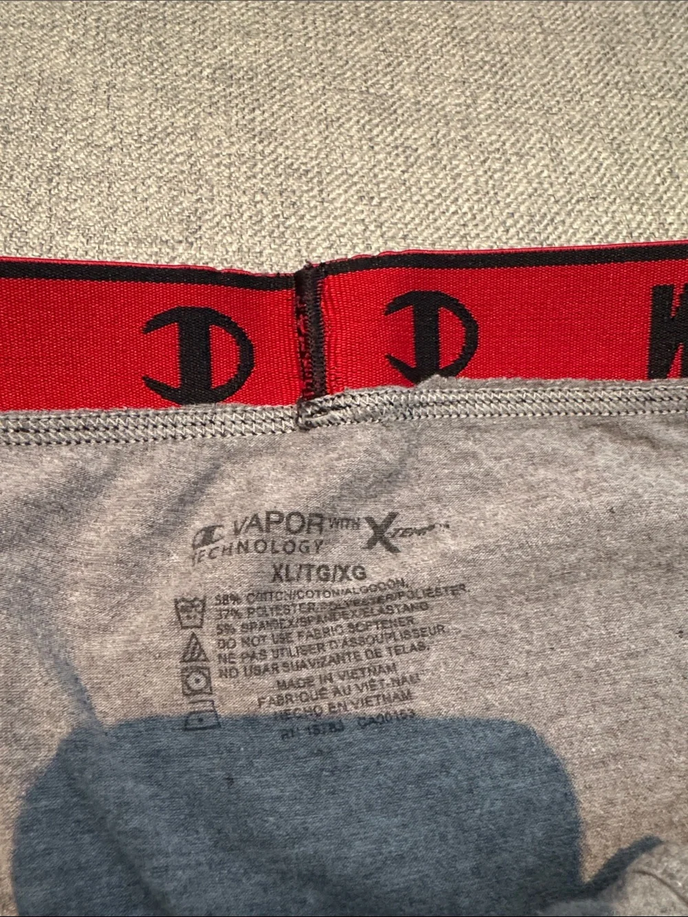 Champion Gray Boxer Briefs with Black and Red Logo Waistband